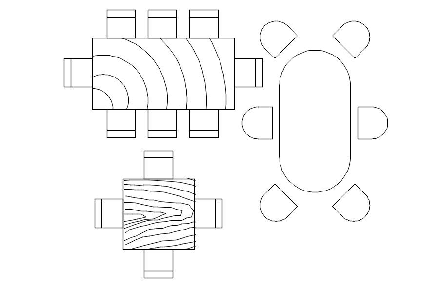 2D Dining Table Blocks in AutoCAD DWG and CAD File Format