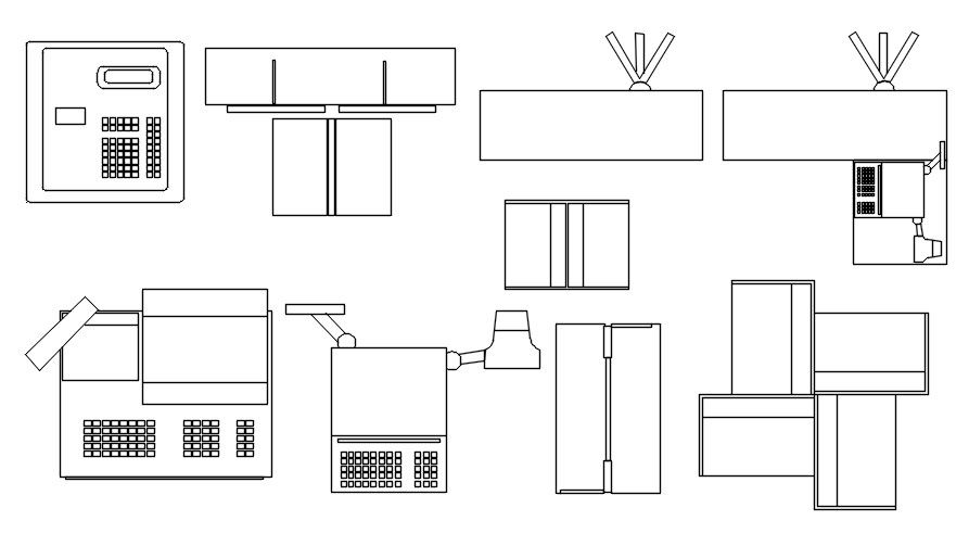 2D blocks of fax machine in AutoCAD drawing, dwg file, CAD file