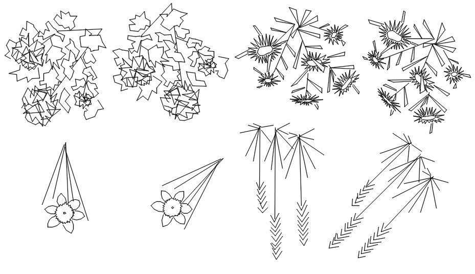 2D blocks of flowers in AutoCAD drawing, dwg file, CAD file