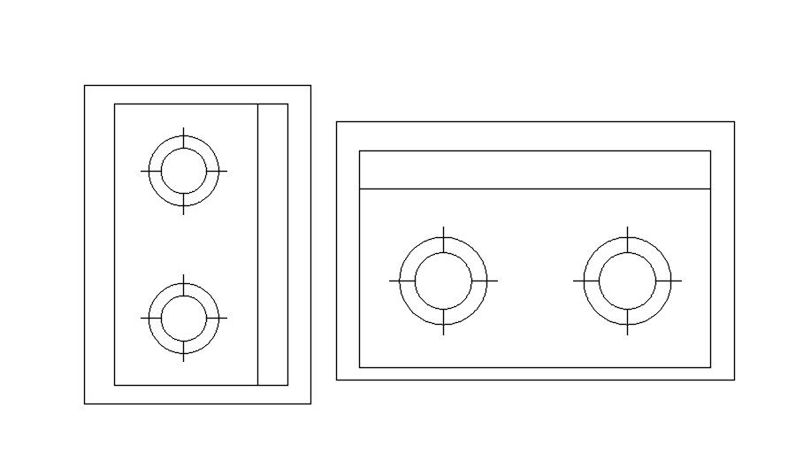 2D blocks of gas stove in AutoCAD drawing, dwg file, CAD file
