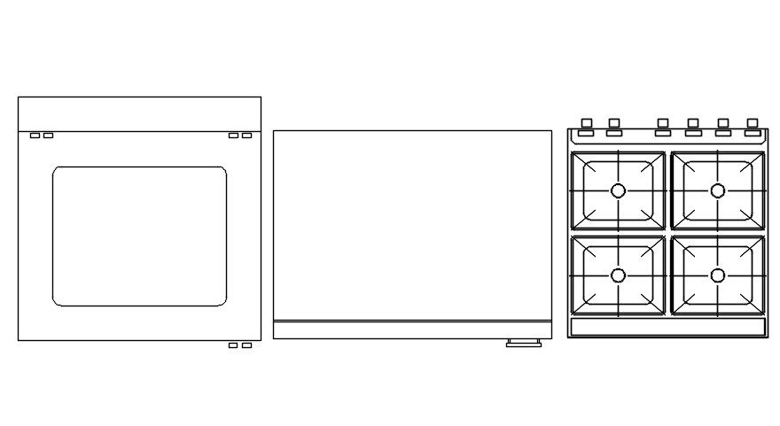 2D blocks of kitchen equipments, AutoCAD drawing, dwg file, CAD file