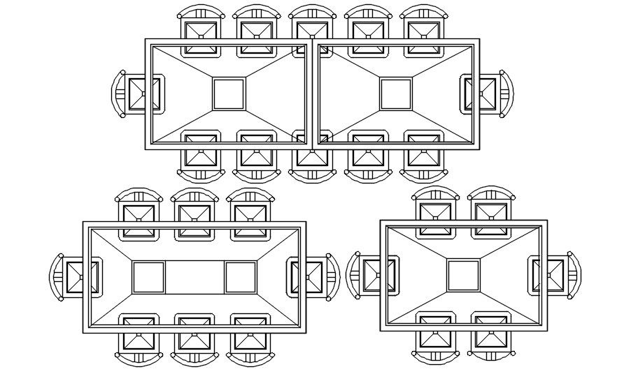 2D blocks of meeting table, CAD file, AutoCAD drawing, dwg file