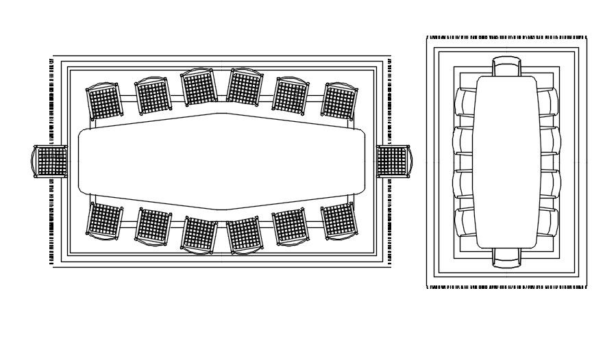 2D blocks of meeting tables in AutoCAD drawing, dwg file, CAD file