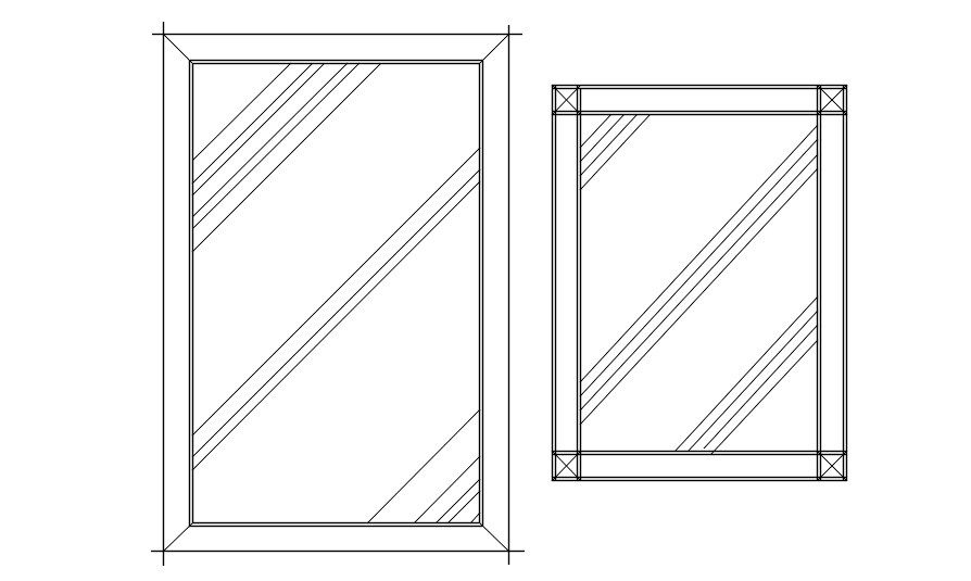 2D blocks of mirror in AutoCAD, dwg file, CAD file