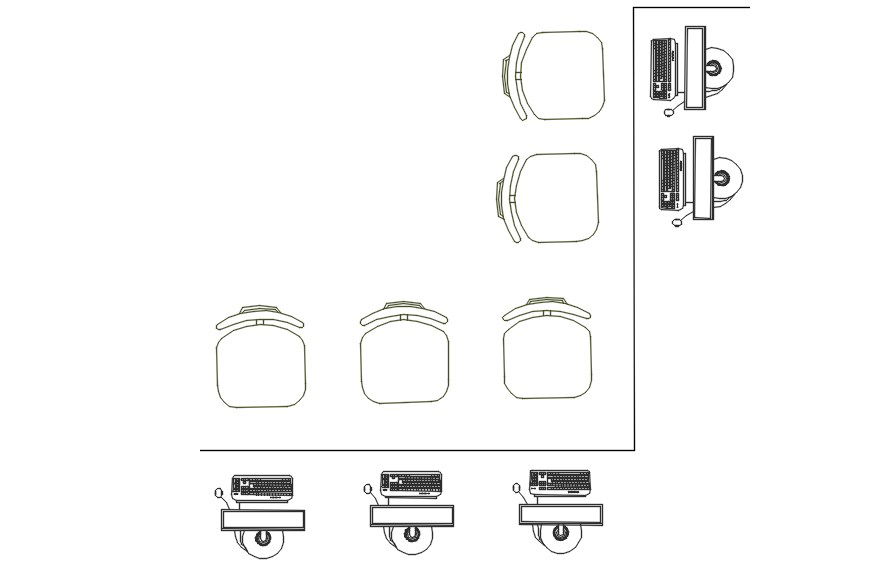 2D blocks of office desk, CAD file, dwg file