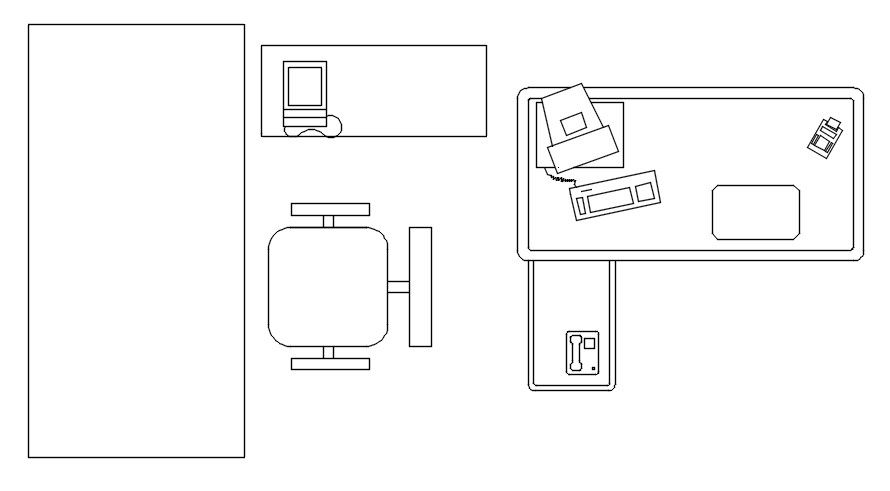 2D blocks of office furniture in AutoCAD drawing, dwg file, CAD file
