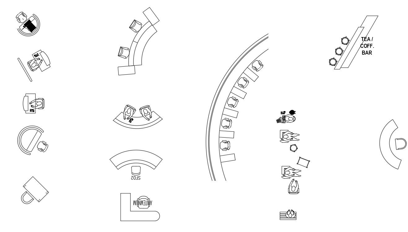 2D blocks of office tables in AutoCAD design, dwg file, CAD file
