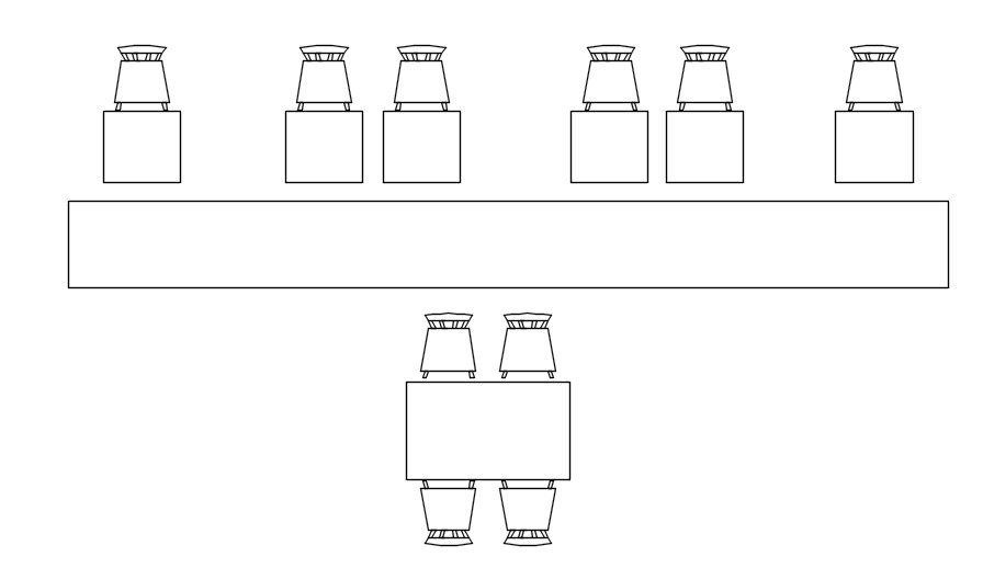 2D blocks of office tables in AutoCAD drawing, dwg file, CAD file