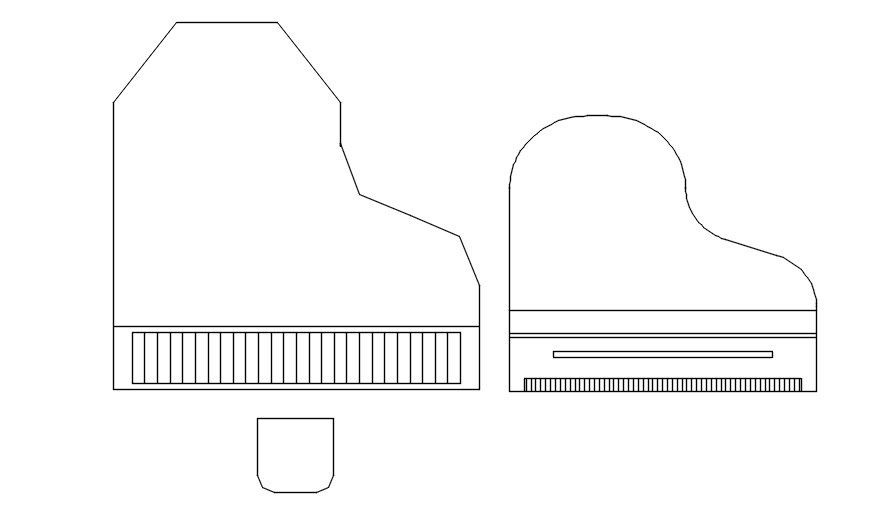 2D blocks of piano in AutoCAD drawing, dwg file, CAD file