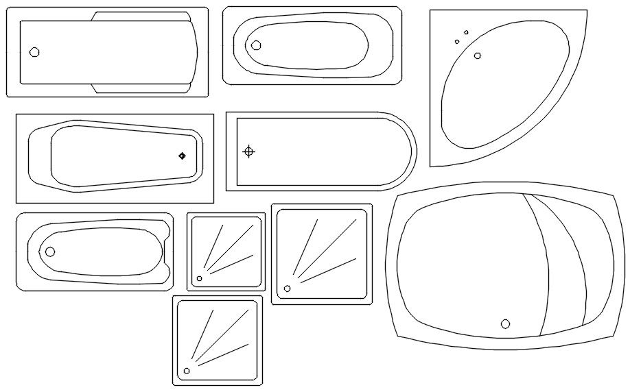 2D blocks of sanitary ware in AutoCAD drawing, dwg file, CAD file