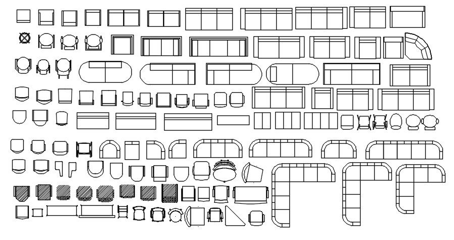2D Sofa and Sofa Chair CAD Blocks AutoCAD Furniture