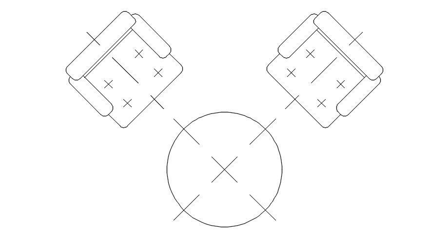 AutoCAD 2D CAD Block of Sofa Chair and Center Table Set