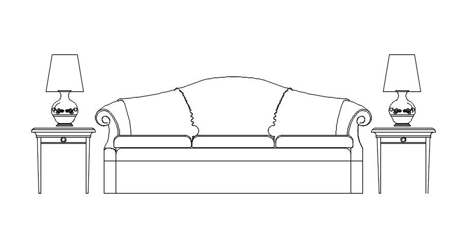 2D Sofa Blocks with Side Table and Lamp AutoCAD DWG file