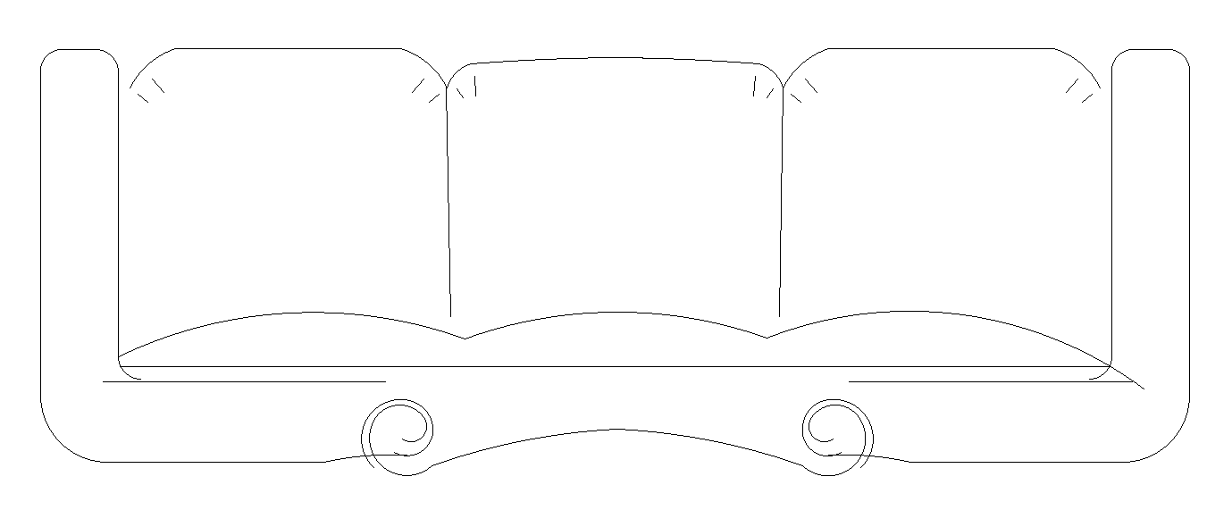 Detailed 3-Seater Sofa AutoCAD Drawing for Interiors