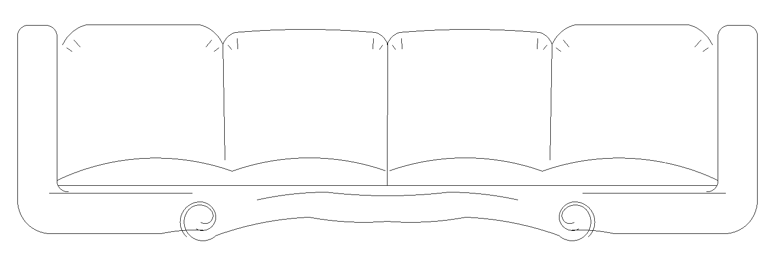 4-Seater Sofa 2D CAD Drawing for Interior Designers
