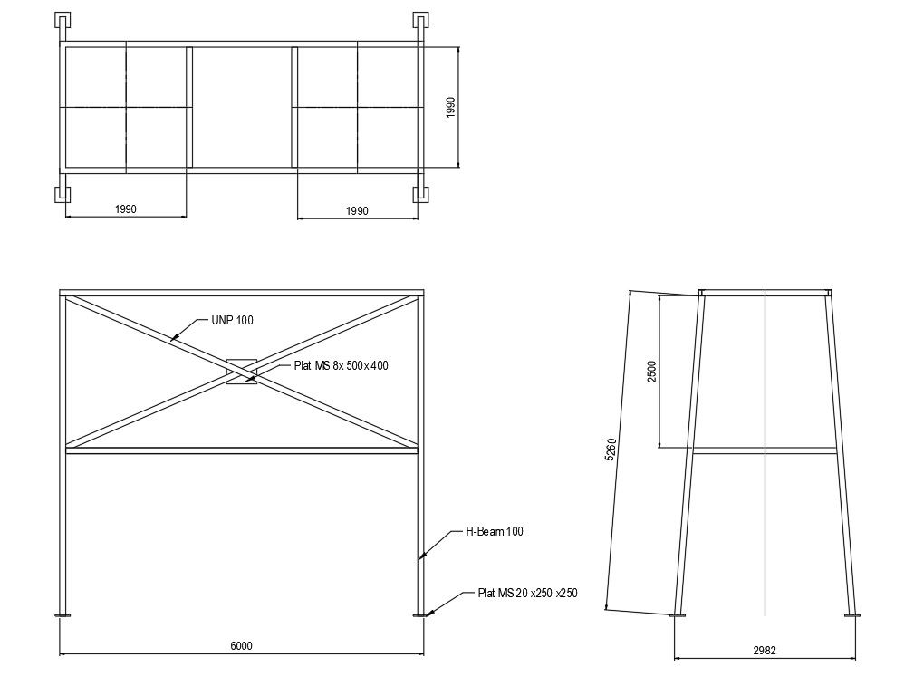 2D design of H-beam with detail AutoCAD drawing, CAD file, dwg file