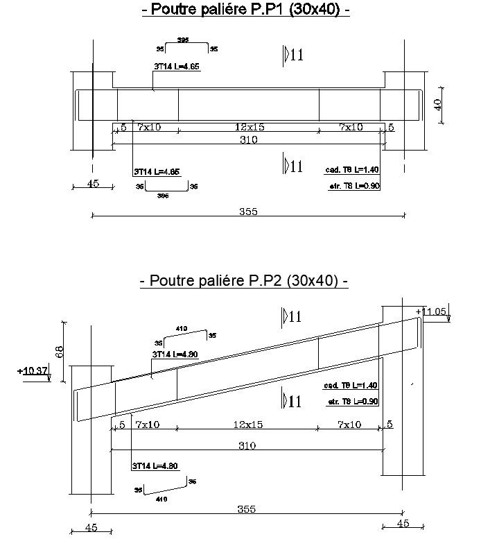 2D design of Landing beam details in AutoCAD drawing, CAD file, dwg file