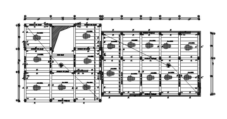 2D design of Structural coffrage RCC design plan drawing and their all section in AutoCAD drawing, CAD file, dwg file