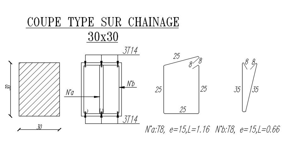 2D design of Typical cut on chaining in detail AutoCAD drawing, CAD file, dwg file