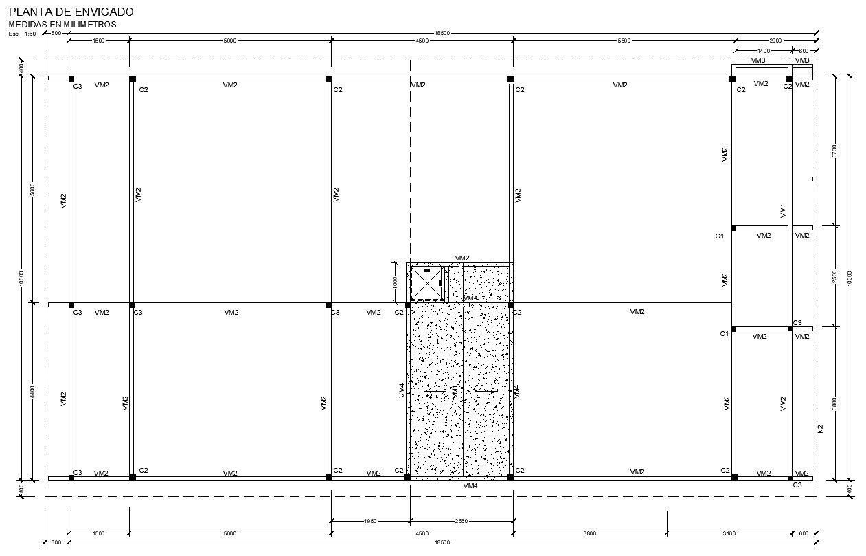 2D design of beam and column layout plan in detail AutoCAD drawing, CAD file, dwg file