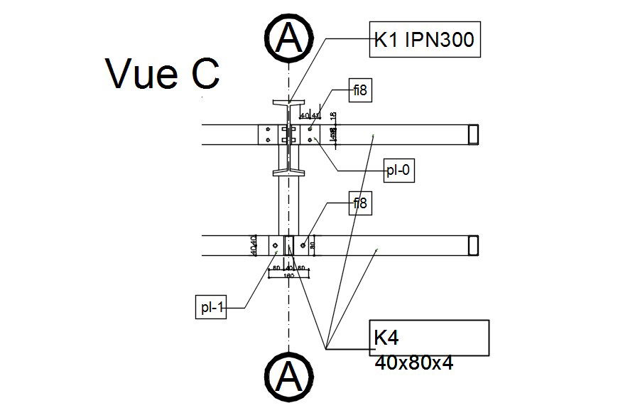 2D design of beam to column connection in AutoCAD, dwg file, CAD file
