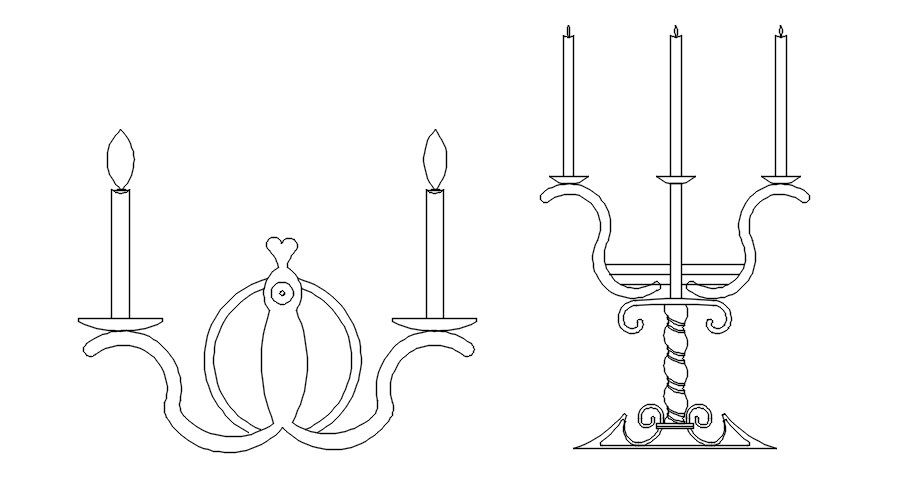 2D design of candelabra in AutoCAD drawing, CAD file, dwg file