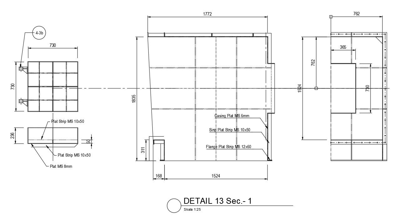 2D design of casing detail in AutoCAD drawing, dwg file, CAD file