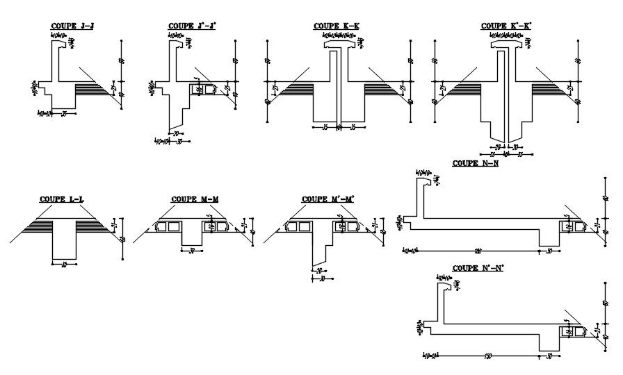 Coping Formwork 2D Design in AutoCAD with Dimensions and Details