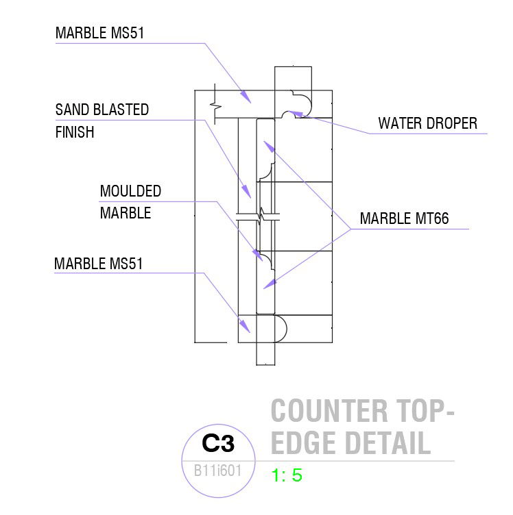 2D design of counter top-edge detail in AutoCAD, dwg file, CAD file