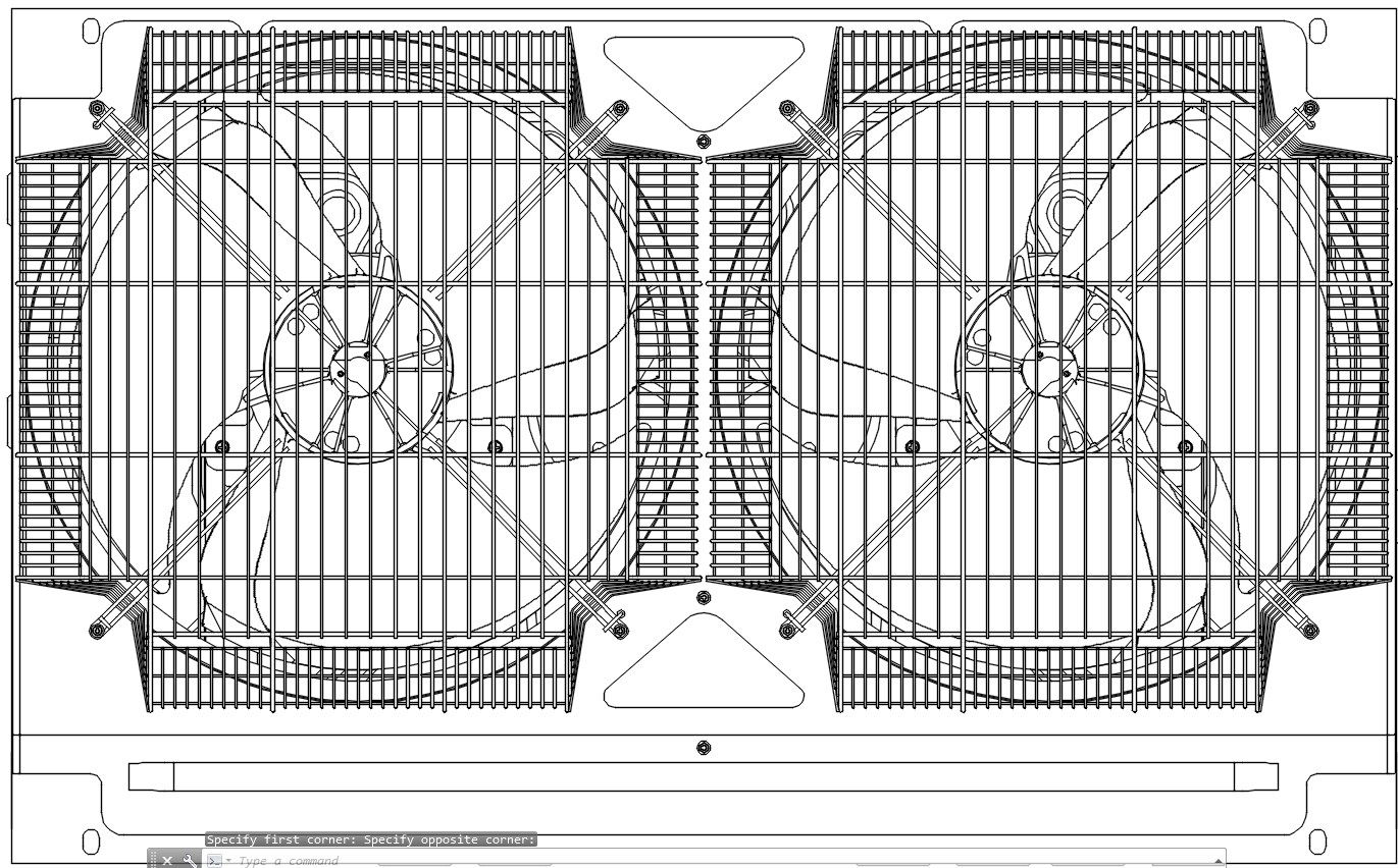 2D design of dual compressor air conditioner in AutoCAD drawing, CAD file, dwg file