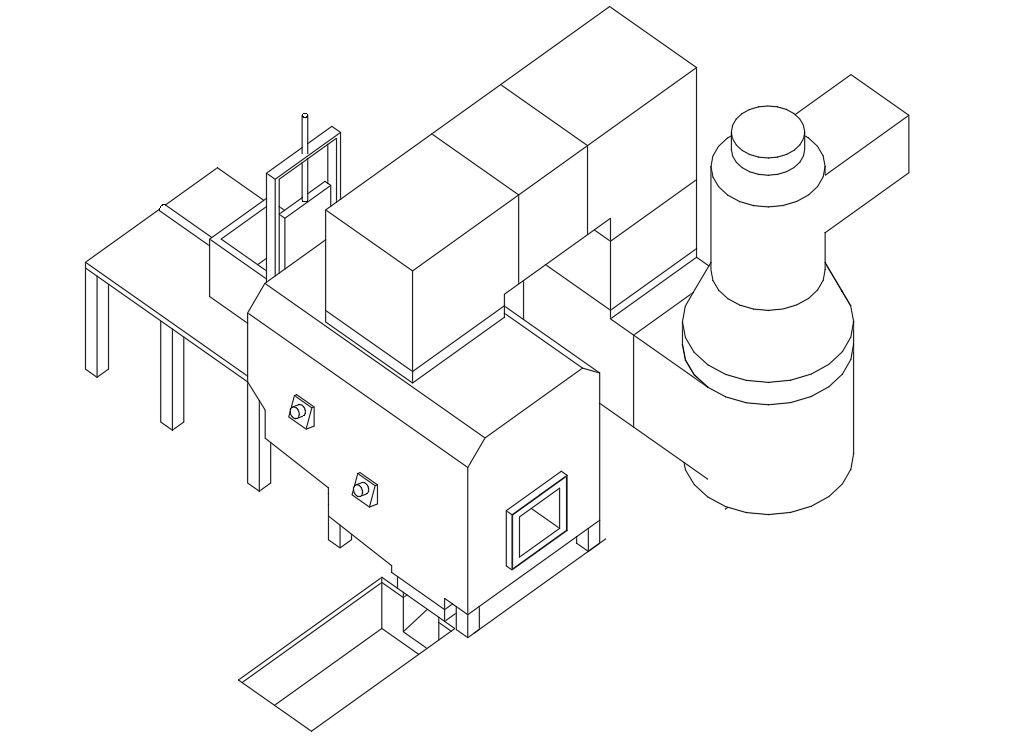2D design of factory machine in AutoCAD drawing, dwg file, CAD file