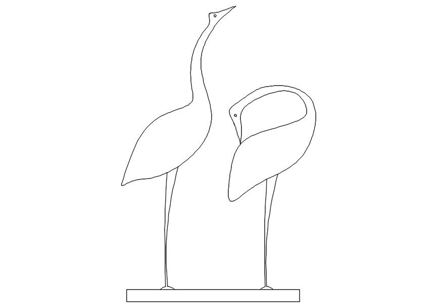 2D design of flamingo in AutoCAD drawing, CAD file, dwg file