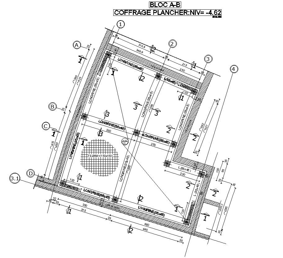 2D design of floor formwork in detail AutoCAD drawing, CAD file, dwg file