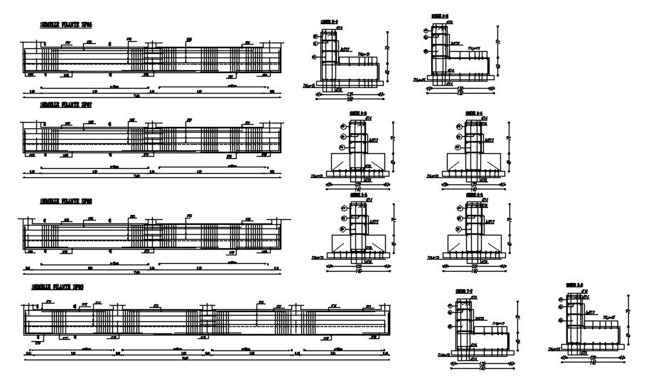 2D design of formwork and reinforcement details of the footing in AutoCAD drawing, CAD file, dwg file