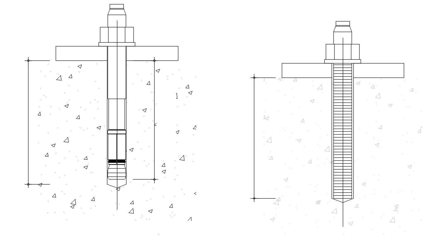 2D design of foundation bolt in AutoCAD drawing, CAD file, dwg file
