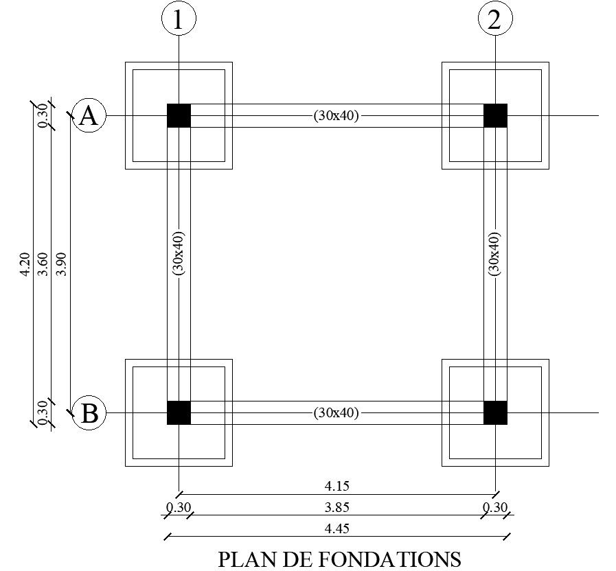 2D design of foundation plan in detail AutoCAD drawing, CAD file, dwg file