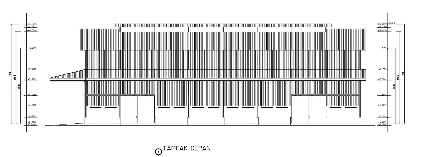 2D design of front elevation of incinerator factory in detail AutoCAD 2D drawing, CAD file, dwg file