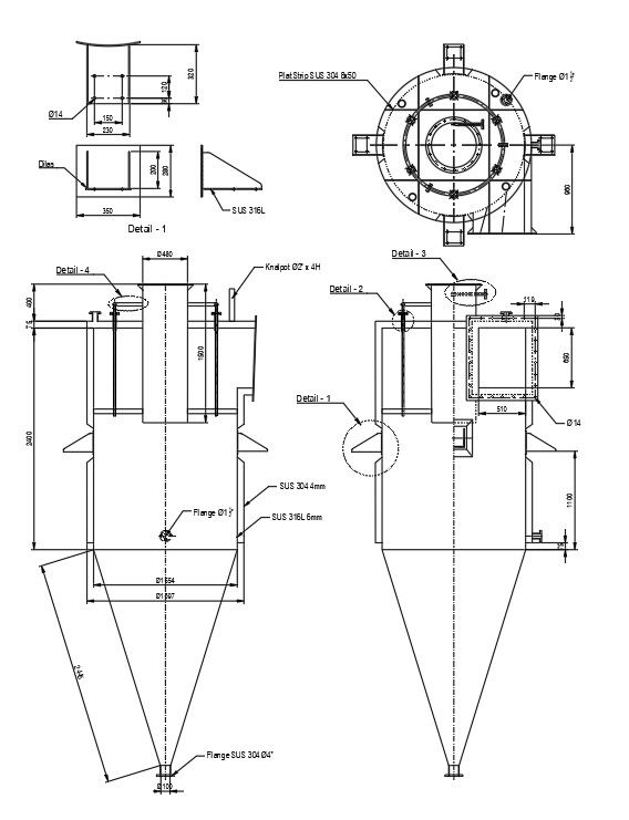 2D design of incinerator machine in AutoCAD, CAD file, dwg file
