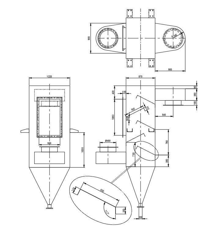 2D design of incinerator machine in AutoCAD drawing, dwg file, CAD file