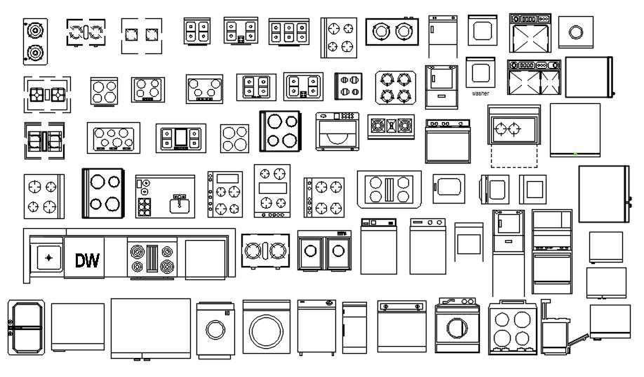 2D Kitchen Equipment CAD Blocks for AutoCAD Layouts and Designs
