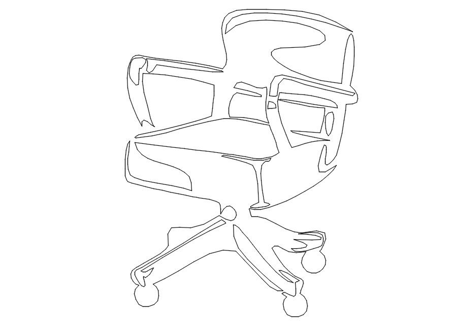 2D design of office chair in AutoCAD drawing, CAD file, dwg file