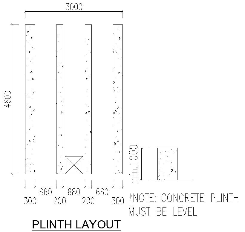 2D design of plinth layout in detail AutoCAD drawing, CAD file, dwg file