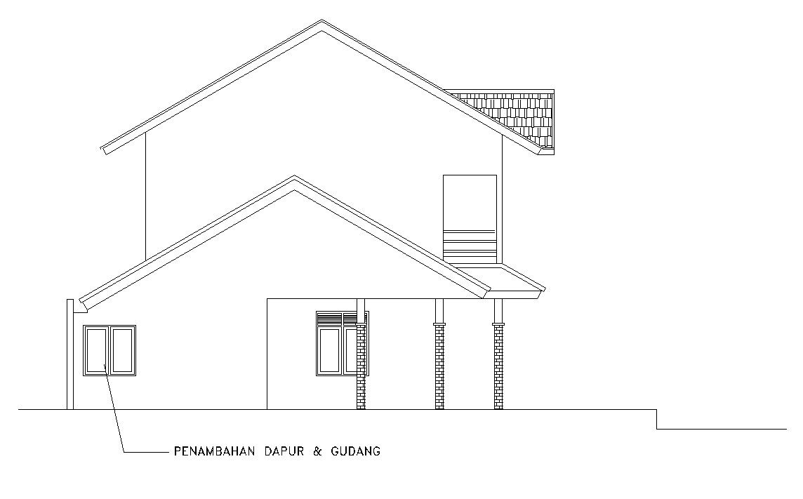 Rear Elevation CAD DWG file for Architectural AutoCAD Design