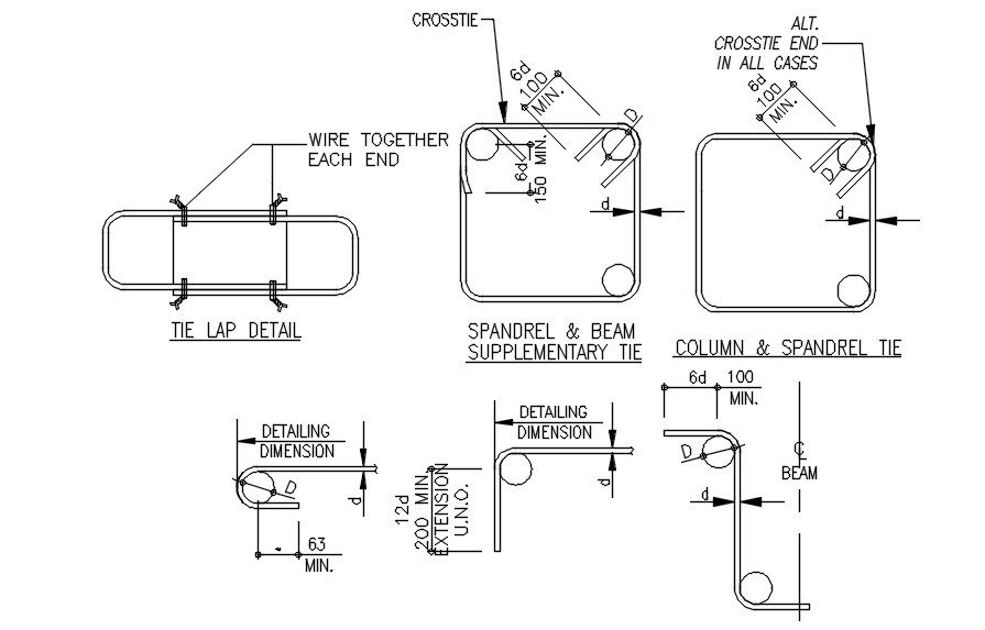 2D design of reinforcement details in AutoCAD drawing, dwg file, CAD file