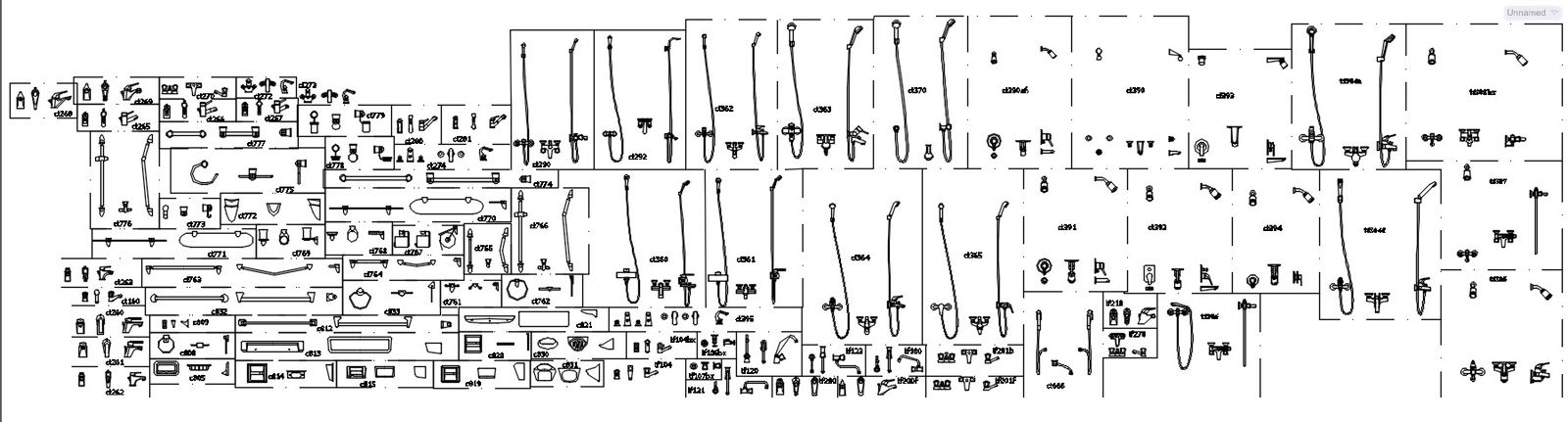 2D design of sanitary ware blocks in AutoCAD, CAD file, dwg file