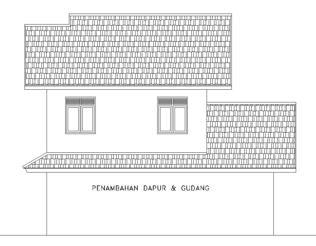 Side Elevation CAD Drawing of House in AutoCAD 2D Format