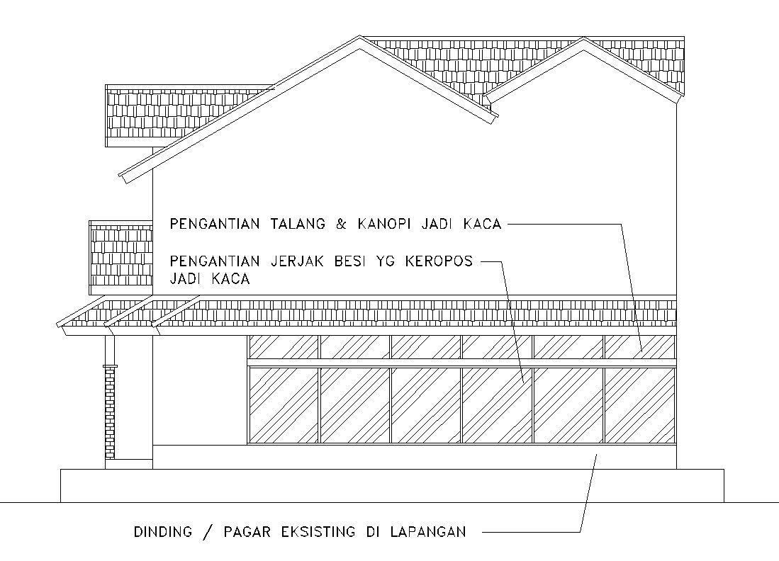 Side Elevation AutoCAD Drawing of Residential House