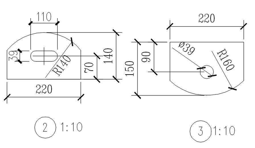 2D design of sliding support in AutoCAD drawing, dwg file, CAD file