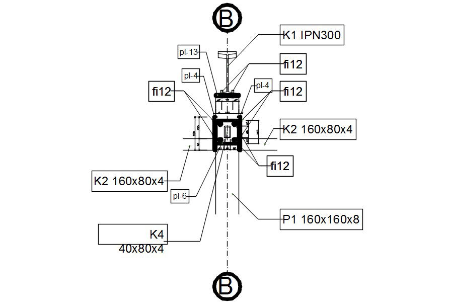 2D design of steel plate with anchor bolts in AutoCAD, dwg file, CAD file