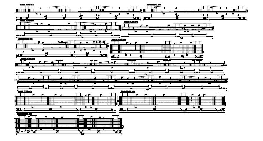 2D design of strip foundation reinforcement details in AutoCAD drawing, CAD file